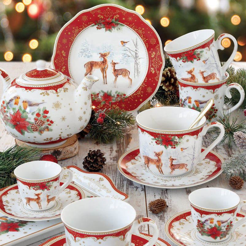 CHRISTMAS MELODY Set 4 farfurii desert, porțelan, D.20cm