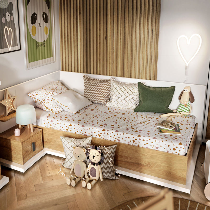 MELINA Pat copii, 90x200, ladă depozitare, saltea și somieră incluse