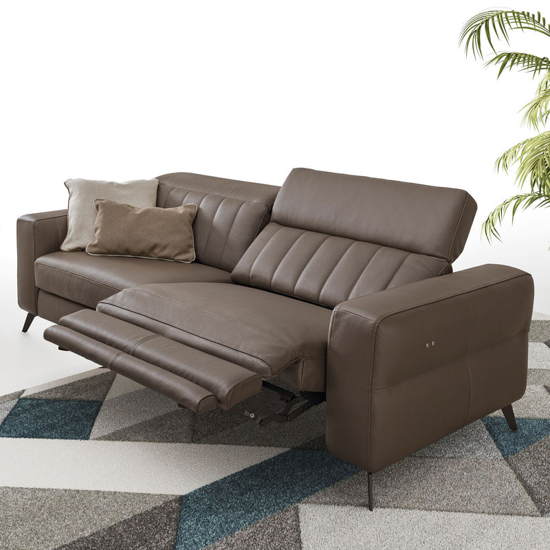 LORMONT Canapea 3 locuri, 1 recliner electric, mecanism tetiere, piele