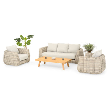CANCUN Set mobilier terasă/grădină, 2 fotolii, canapea și măsuță de cafea