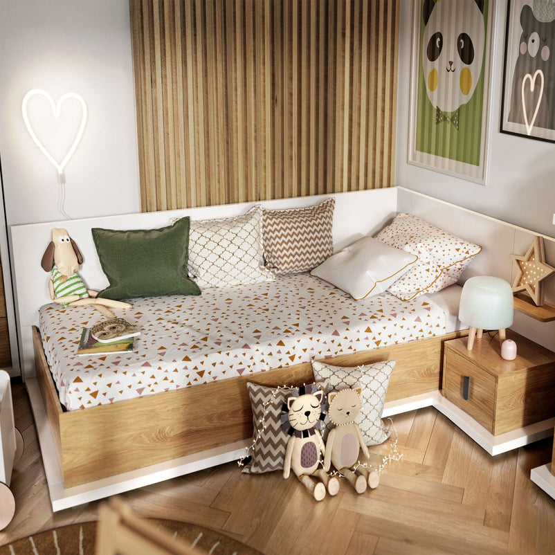 MELINA Pat copii, 90x200, ladă depozitare, saltea și somieră incluse