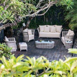 VILLA Set mobilier terasă/grădină, 2 fotolii, canapea și măsuță