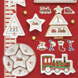 POLAR EXPRESS Set 3 piese servire aperitive, porțelan, L.21cm