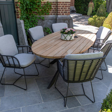 PRADO/FABRICE Set mobilier terasă/grădină, 6 scaune și masă