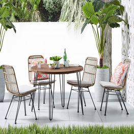 CHARLOTTE Set mobilier terasă/grădină, 4 scaune și masă bar