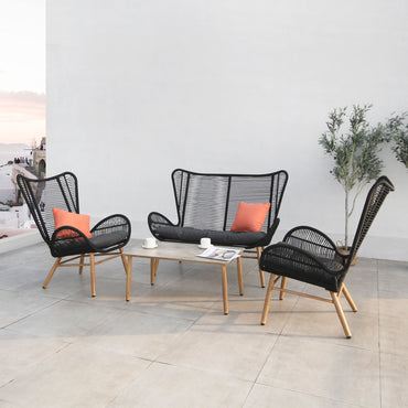 BODEH Set mobilier terasă/grădină, 2 fotolii, canapea și măsuță