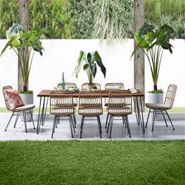 CHARLOTTE Set mobilier terasă/grădină, 8 scaune și masă