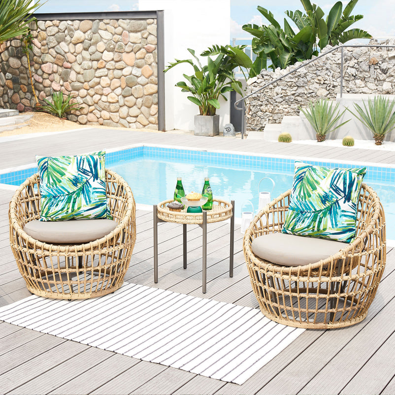 ALMADA Set mobilier terasă/grădină, 2 fotolii și măsuță