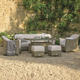 ERIN Set mobilier terasă/grădină, 1 canapea, 2 fotolii, 2 taburete și masă