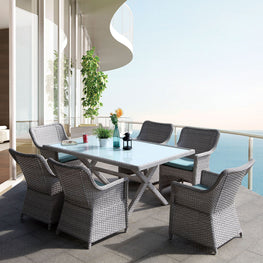 CALZADA Set mobilier terasă/grădină, 6 scaune și masă