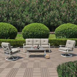 SIRIO Set mobilier terasă/grădină, canapea, 2 fotolii rotative și măsuță