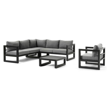 CALZO Set mobilier terasă/grădină, 2 canapele, fotoliu, element colț și măsuță