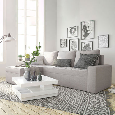 FREYA Colțar extensibil, șezlong interschimbabil, stofă