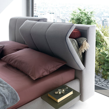 DENNIS Pat tapițat, 160x200cm, somieră și depozitare la tablie incluse