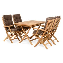 TROPICAL Set mobilier terasă/grădină, 4 scaune și masă pliabilă