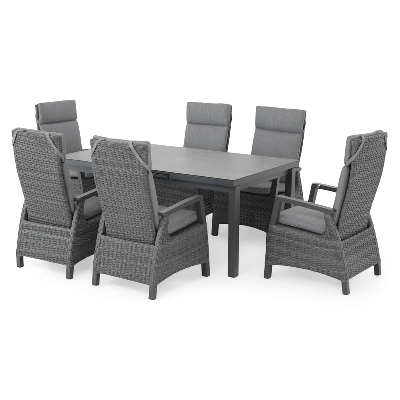 BAKU Set mobilier terasă/grădină, 6 scaune și masă extensibilă