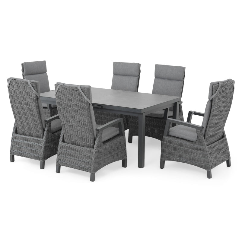 BAKU Set mobilier terasă/grădină, 6 scaune și masă extensibilă