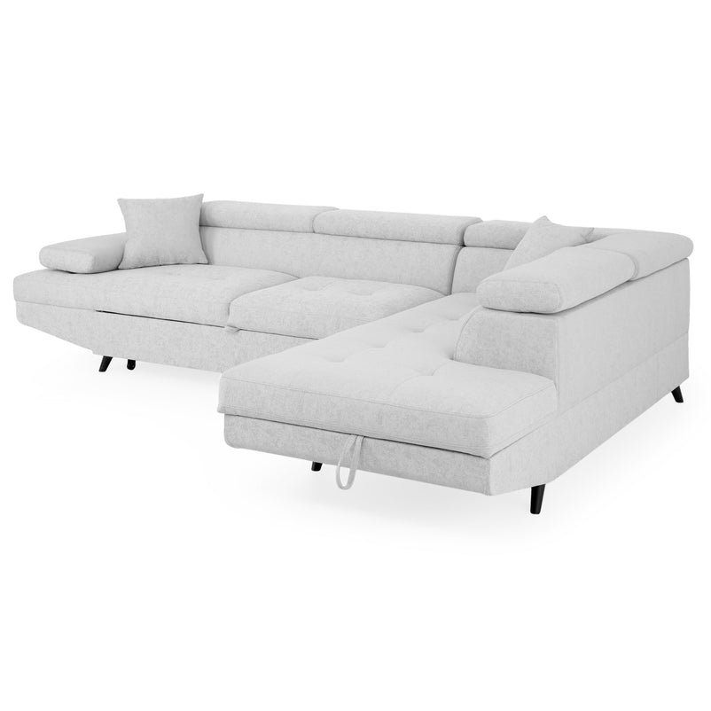 LUZERN Colțar extensibil, șezlong stânga/dreapta, ladă depozitare, stofă