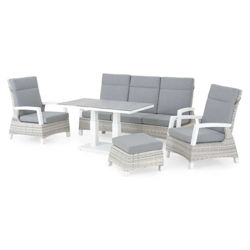 BAKU Set mobilier terasă/grădină, 2 fotolii, canapea, taburet și masă