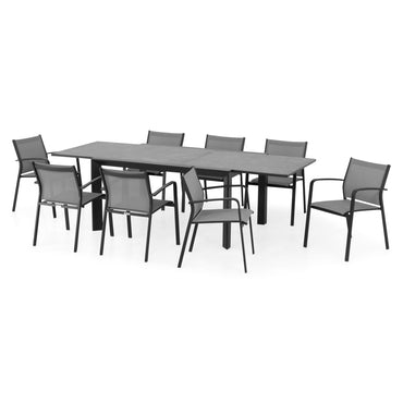 CERAMIC Set mobilier terasă/grădină, 8 scaune și masă extensibilă