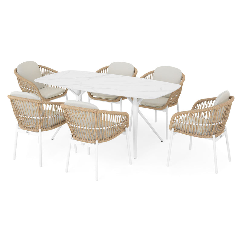 BARI Set mobilier terasă/grădină, 6 scaune și masă