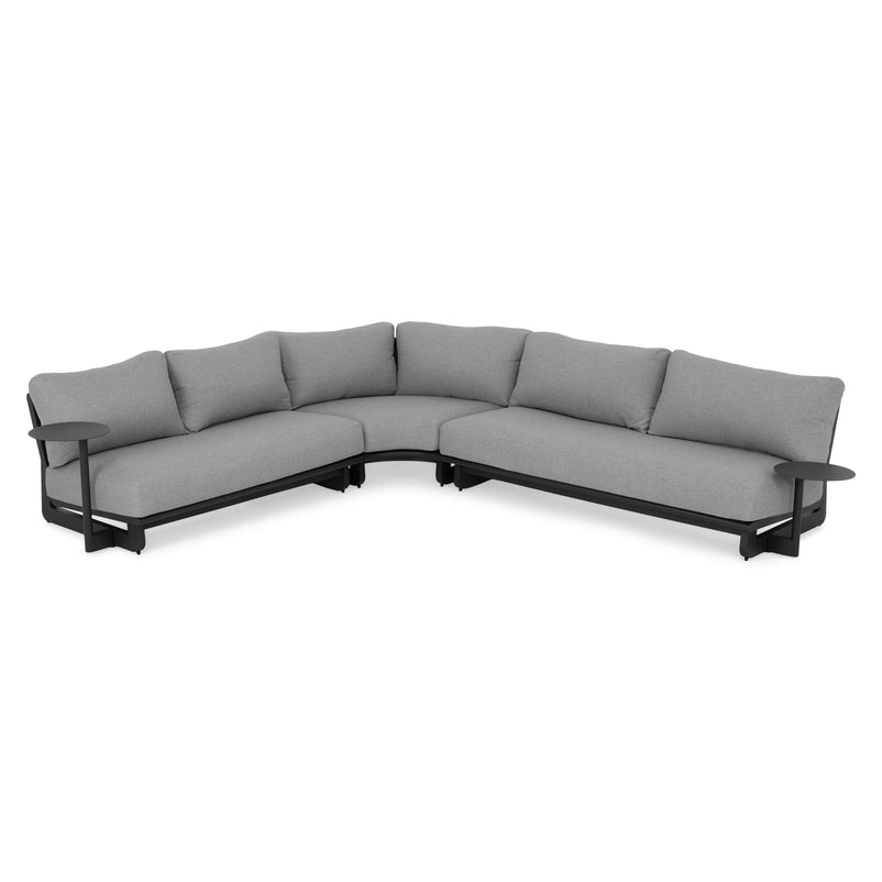 DOVANO Set mobilier terasă/grădină, 1 element colț, canapea 2 locuri și 2 măsuțe
