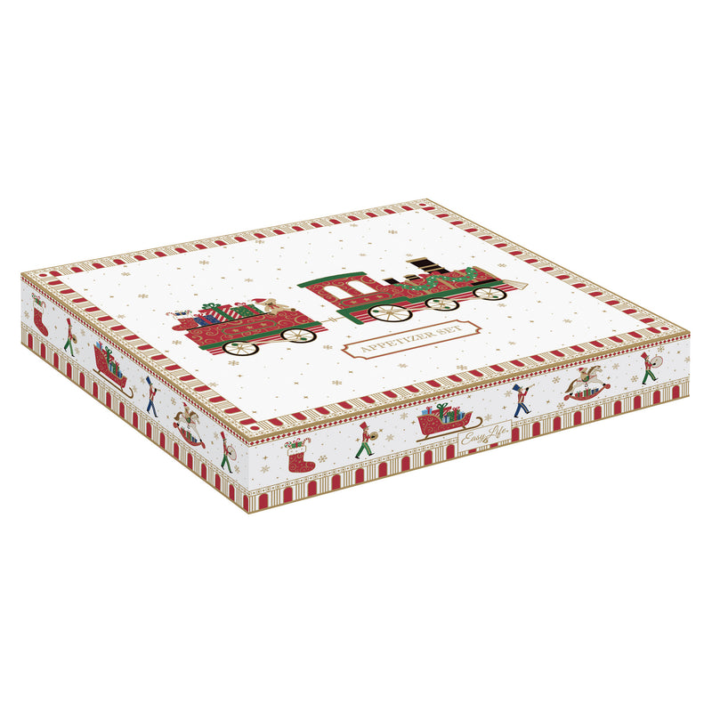 POLAR EXPRESS Set 3 piese servire aperitive, porțelan, L.21cm