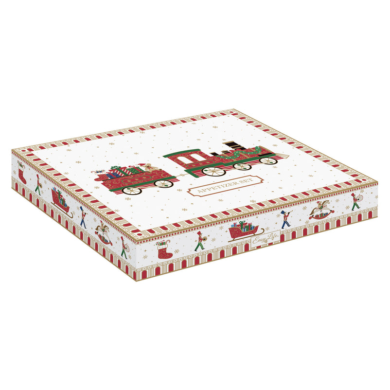 POLAR EXPRESS Set 3 piese servire aperitive, porțelan, L.21cm