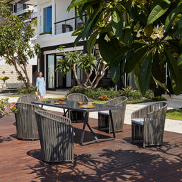 MILANO Set mobilier terasă/grădină, 6 fotolii și masă