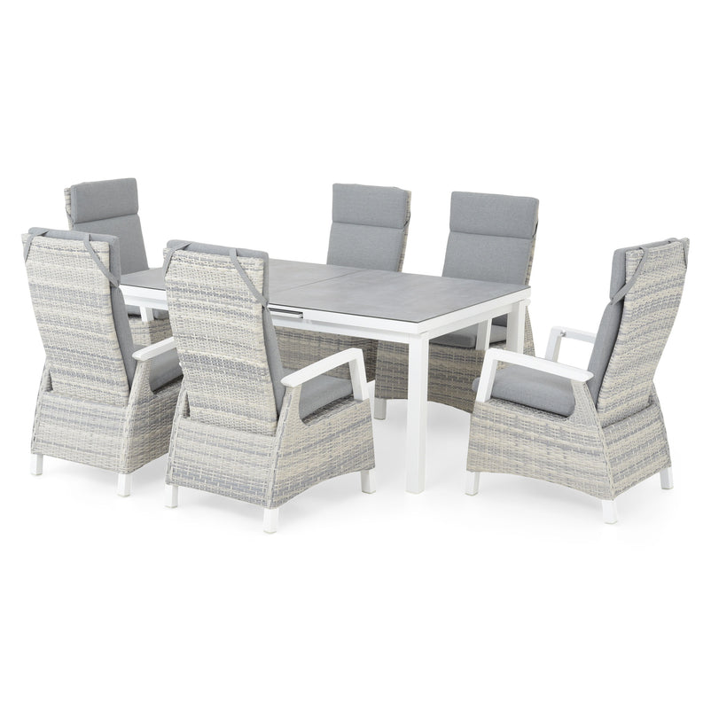 BAKU Set mobilier terasă/grădină, 6 scaune și masă extensibilă