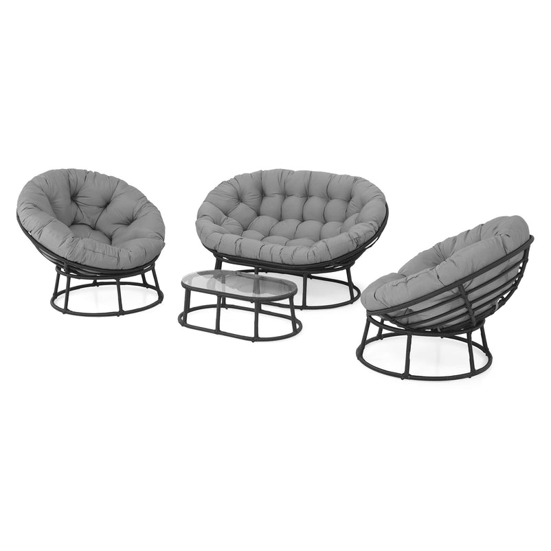 PAPASANS Set mobilier terasă/grădină, 2 fotolii, canapea și măsuță