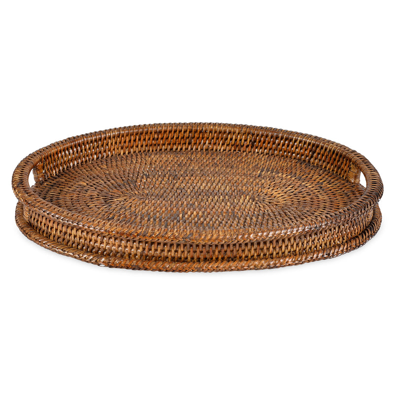 ARTESIA Tavă servire cu mânere, ratan, L.40cm