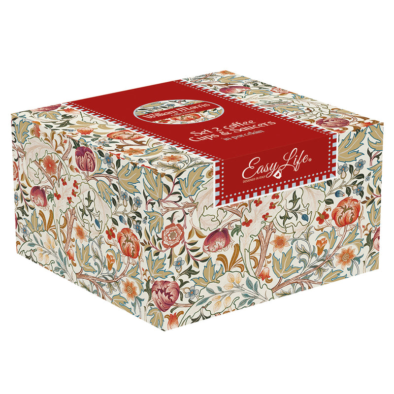 WILLIAM MORRIS Set 2 cești și farfurioare, porțelan, 80ml