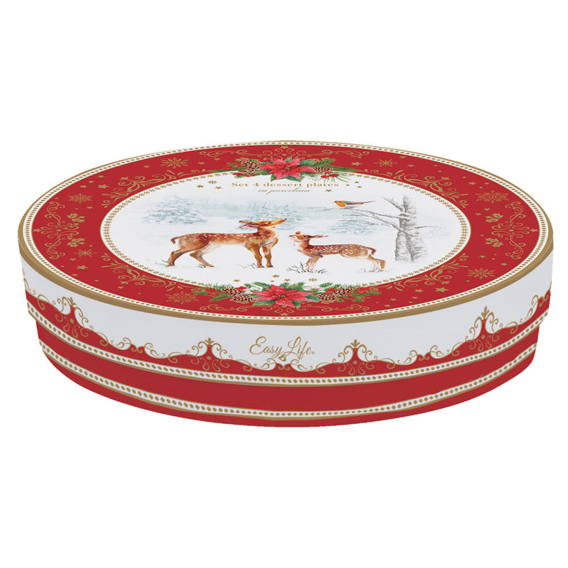 CHRISTMAS MELODY Set 4 farfurii desert, porțelan, D.20cm