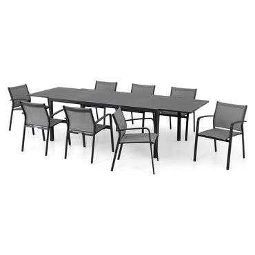 COSMO Set mobilier terasă/grădină, 8 scaune și masă extensibilă