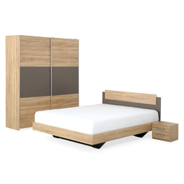 MIAMI Set mobilier dormitor, pat 160x200cm, dulap 2 uși și 2 noptiere