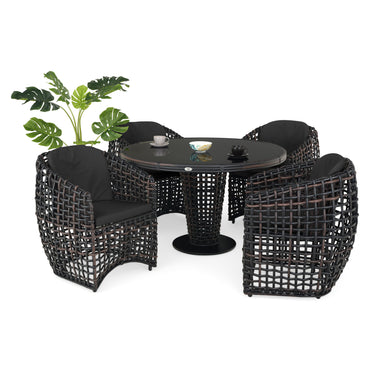 DINASTY Set mobilier terasă/grădină, 4 fotolii și masă rotundă