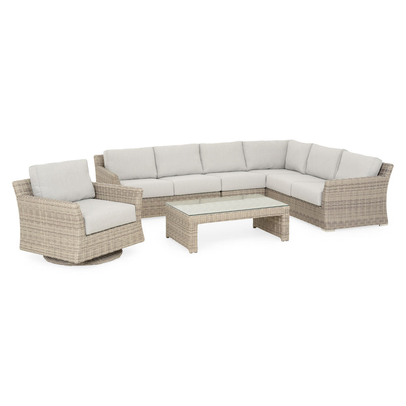 FLORIDA Set mobilier terasă/grădină, fotoliu rotativ, colțar și măsuță