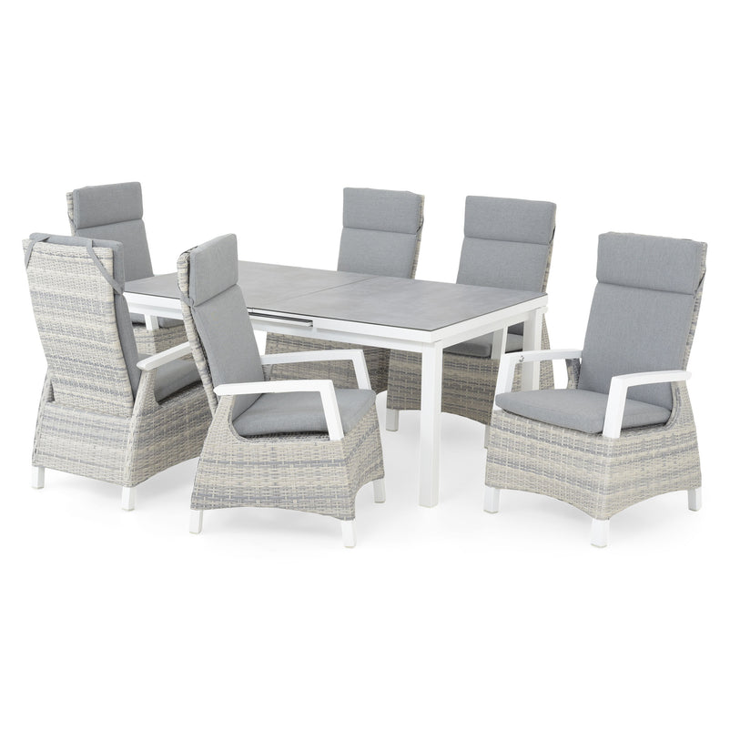 BAKU Set mobilier terasă/grădină, 6 scaune și masă extensibilă