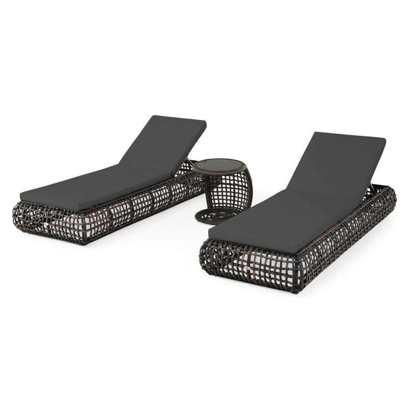 DINASTY Set mobilier terasă/grădină, 2 șezlonguri și măsuță