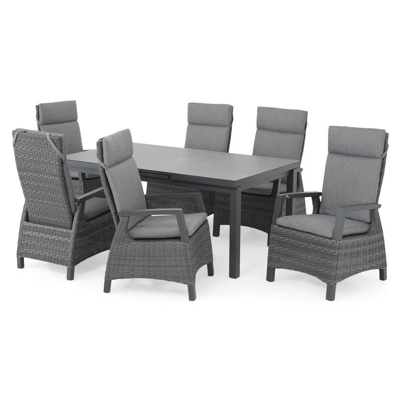 BAKU Set mobilier terasă/grădină, 6 scaune și masă extensibilă