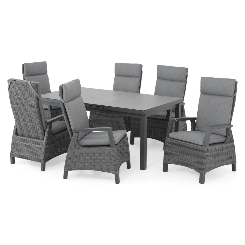 BAKU Set mobilier terasă/grădină, 6 scaune și masă extensibilă