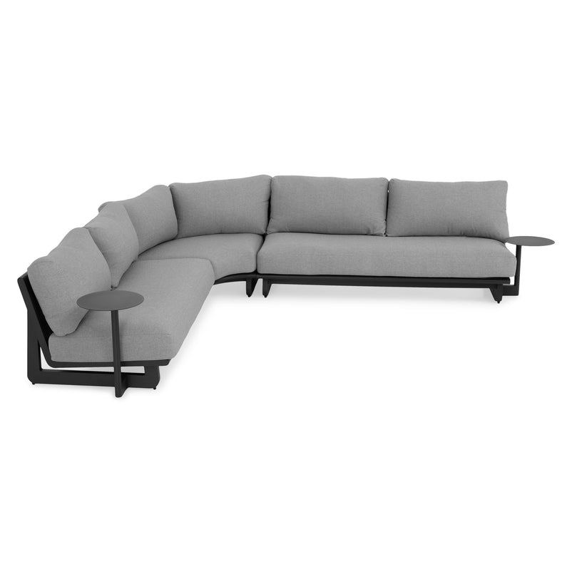 DOVANO Set mobilier terasă/grădină, 1 element colț, canapea 2 locuri și 2 măsuțe