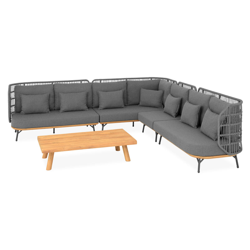 COTTAGE/CANCUN Set mobilier terasă/grădină, 2 canapele, 1 element colț, 1 element central, 1 măsuță de cafea