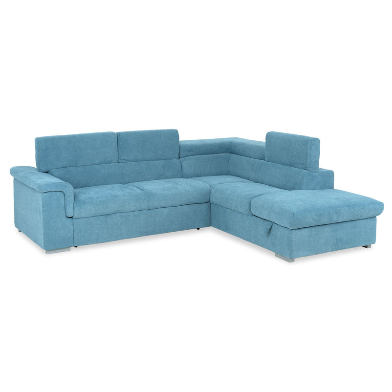 DUNE Colțar extensibil, cu șezlong stânga/dreapta, ladă depozitare, mecanism tetiere, stofă