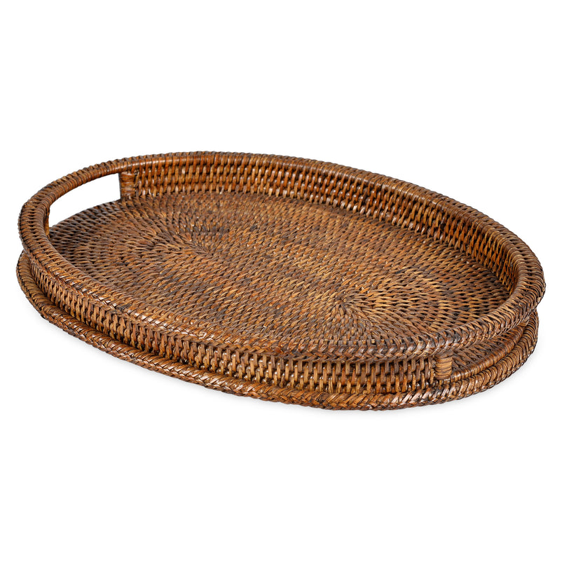 ARTESIA Tavă servire cu mânere, ratan, L.40cm