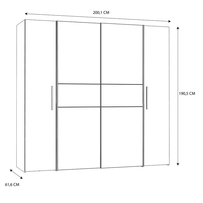 HERBERT Dulap 2 uși glisante, 2 uși batante