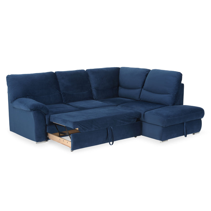 CARLO Canapea extensibilă, șezlong stânga/dreapta, ladă depozitare, stofă