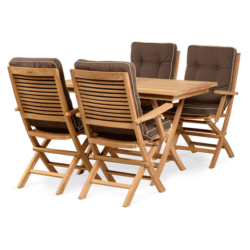 TROPICAL Set mobilier terasă/grădină, 4 scaune și masă pliabilă