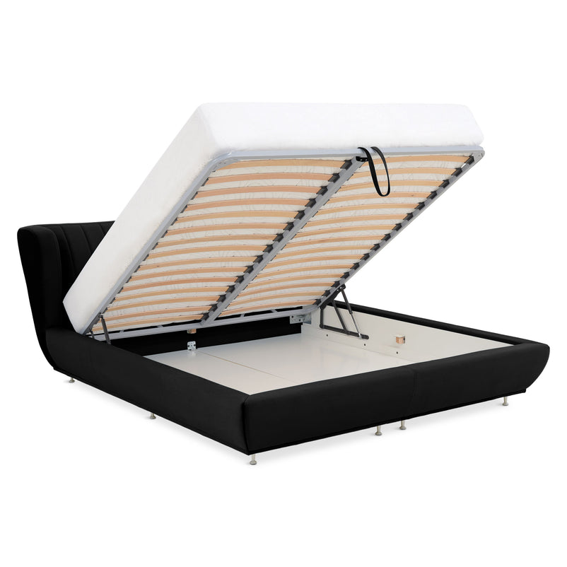 TOSCANA Pat tapițat, 180x200, somieră rabatabilă și ladă depozitare incluse